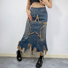 Load image into Gallery viewer, Ripped Star Denim Skirt
