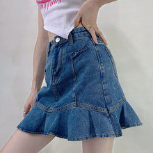 Load image into Gallery viewer, Y2K Ruffled Denim Skirt
