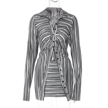 Load image into Gallery viewer, Women Clothing Autumn Printed Button Zebra Pattern Cardigan Super Long Sleeve Short Skirt Set
